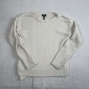 Jones New York Signature Ivory Pullover Scoop Neck Long Sleeve Sweater Womens XS
